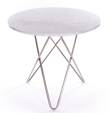 Dining O-table - Vit marmor, krom underrede