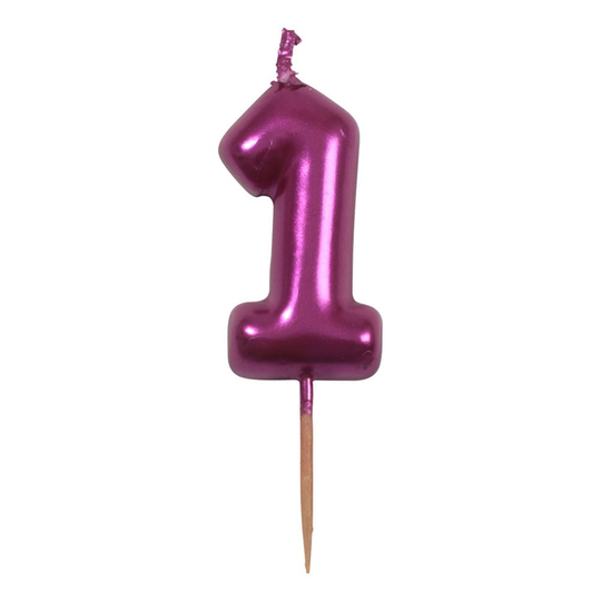 Tårtljus Siffra Rosa Metallic - Siffra 1