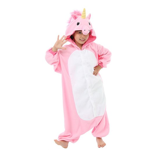 Rosa Enhörning Barn Kigurumi - Medium