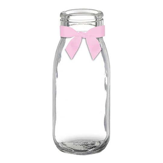 Glasflaska Baby Shower med Rosa Rosett