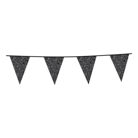 Flaggirlang Svart Glitter - 600 cm