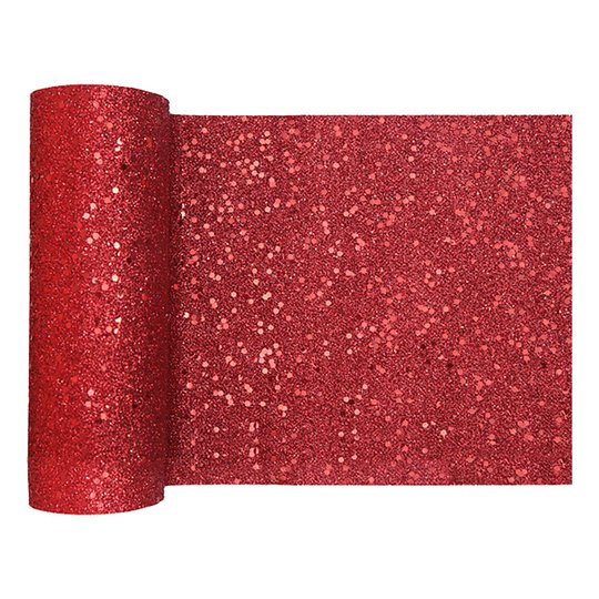 Bordslöpare Tjock Röd Glitter