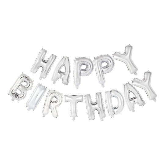 Ballonggirlang Happy Birthday Silver Metallic