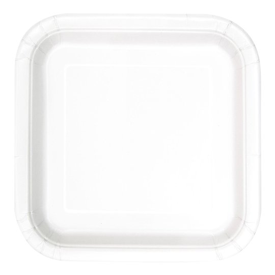 Papperstallrikar Kvadrat Vita - 14-pack