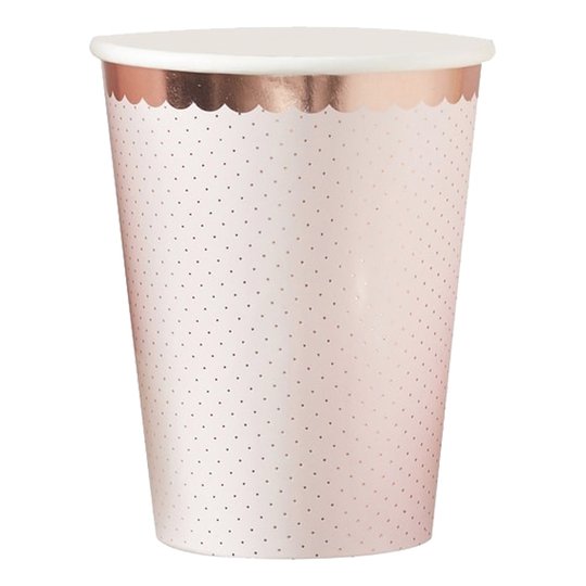Pappersmuggar Blomster Roséguld - 8-pack