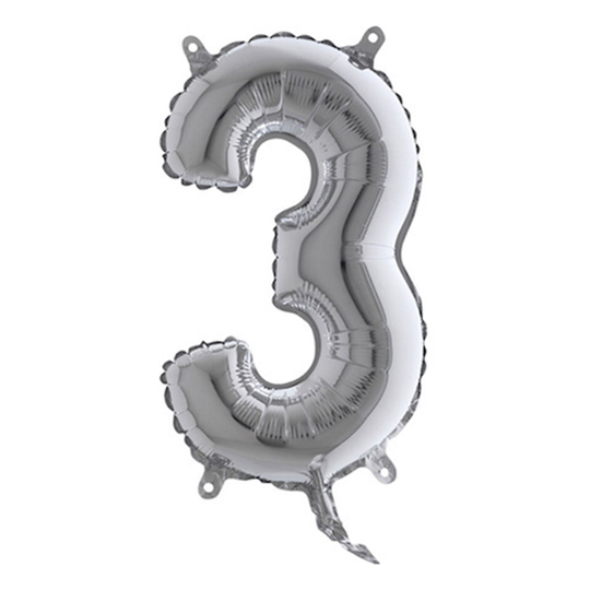 Sifferballong Mini Silver Metallic - Siffra 3