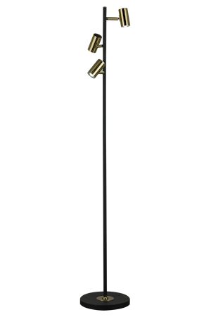 Gusto Golvlampa 3-Arm Svart/Mässing IP20