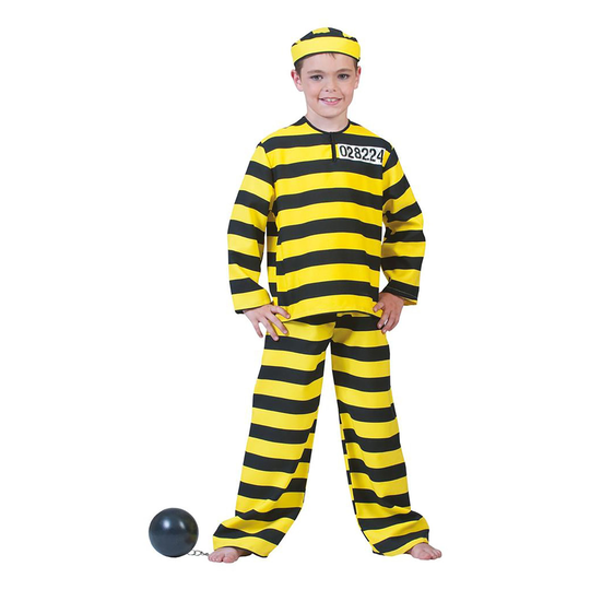 Fånge Gul/Svart Barn Maskeraddräkt - Small