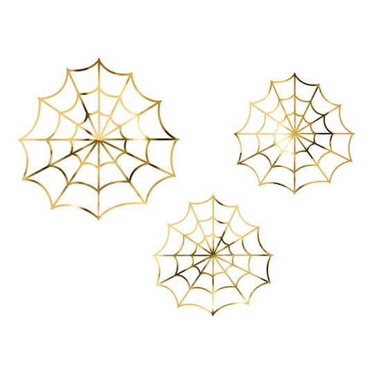 Spindelnät Guld Metallic Dekoration - 3-pack