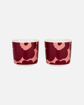 Oiva / Unikko Kaffekopp 20 cl Set om 2 Rosa/Röd