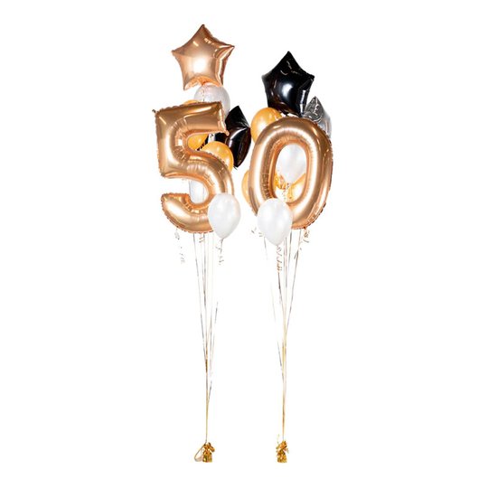 Ballongbukett Happy Birthday 50 Guld
