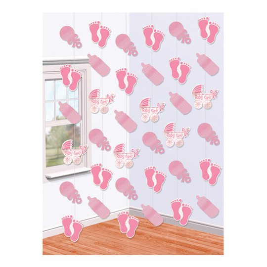 Baby Shower Baby Girl Hängande Dekoration - 6-pack