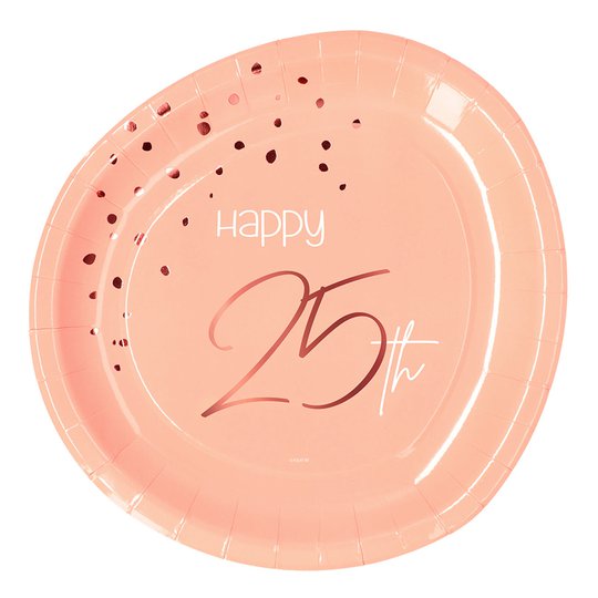 Papperstallrikar Happy 25th Lush Blush - 8-pack