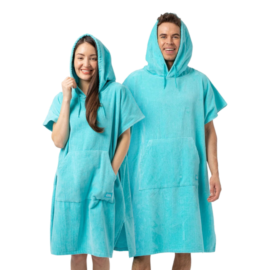 Handduks Poncho Korallblå - Small/Medium