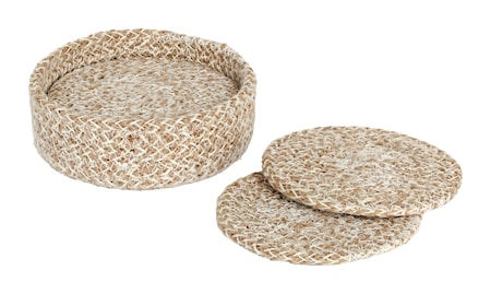 Ella Glasunderlägg 6-pack Jute ø10,5cm Vit/natur