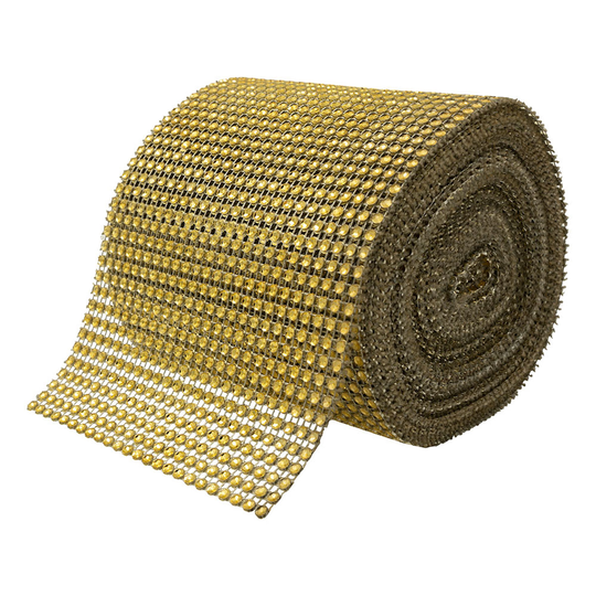 Strass Tyg på Rulle - Guld
