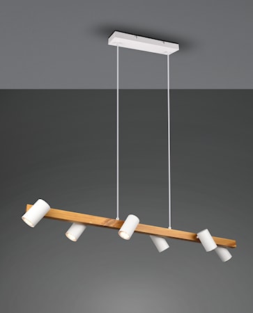Marley Taklampa 115 cm 6L 6xGU10 Vit/Trä