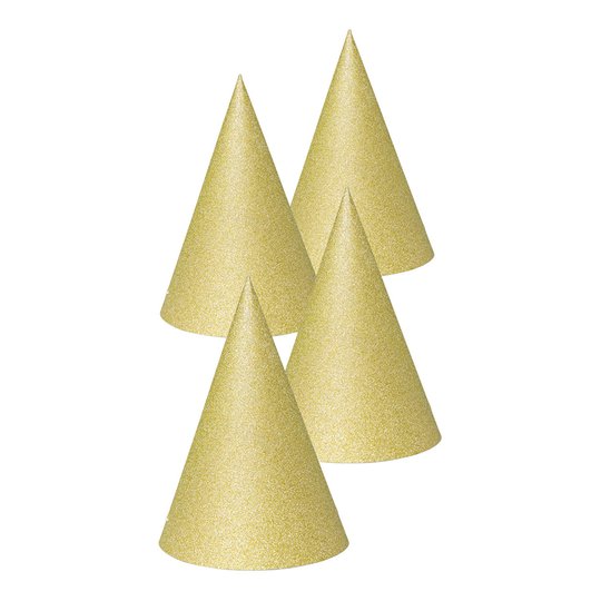 Partyhattar Guld Glitter - 4-pack
