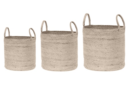 Rauha Korg med handtag Rund set om 3 Beige