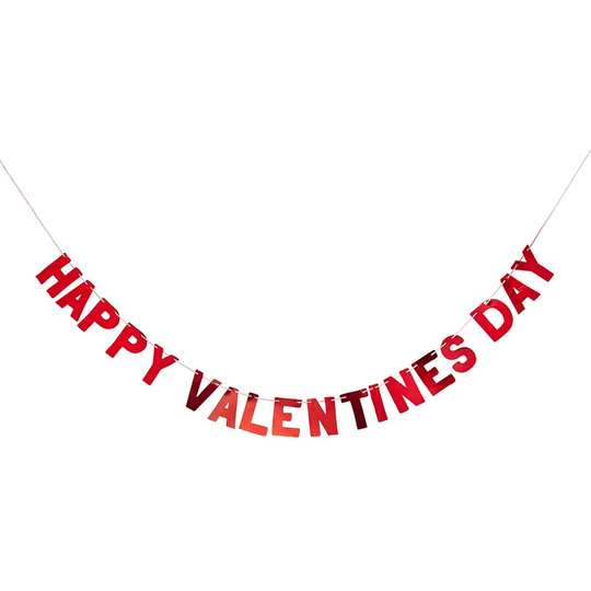 Girlang Happy Valentines Day Röd Metallic