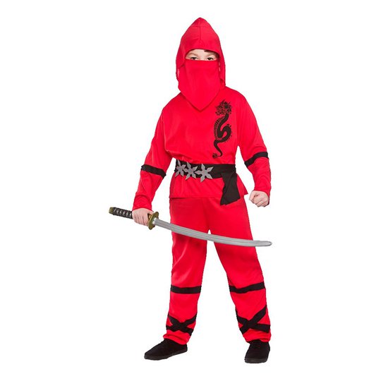 Ninja Röd Barn Maskeraddräkt - Large
