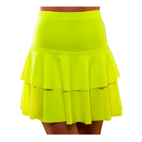 80-tals Neon Volangkjol Gul - X-Small/Small