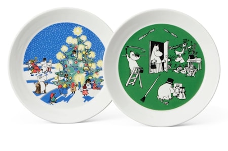 Mumin tallrik set 19 cm Teckning & Jul