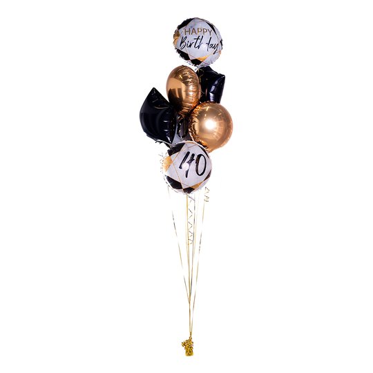 Ballongbukett Marble Birthday 40 Guld/Svart