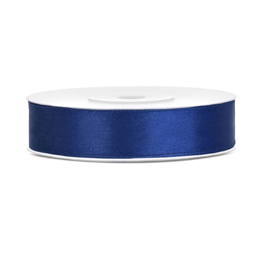 Satinband Mörkblå - 12 mm x 25 m
