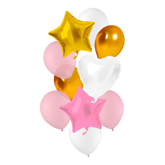 Ballongkit Rosa/Guld/Vit - 10-pack