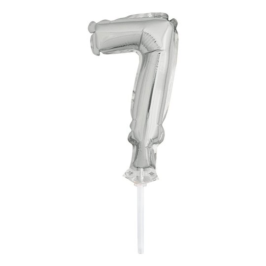 Tårtdekoration Sifferballong Mini Silver - Siffra 7