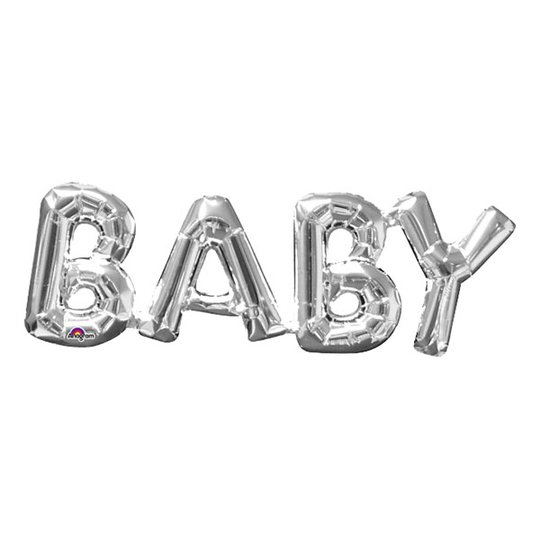 Bokstavsballong Baby Silver
