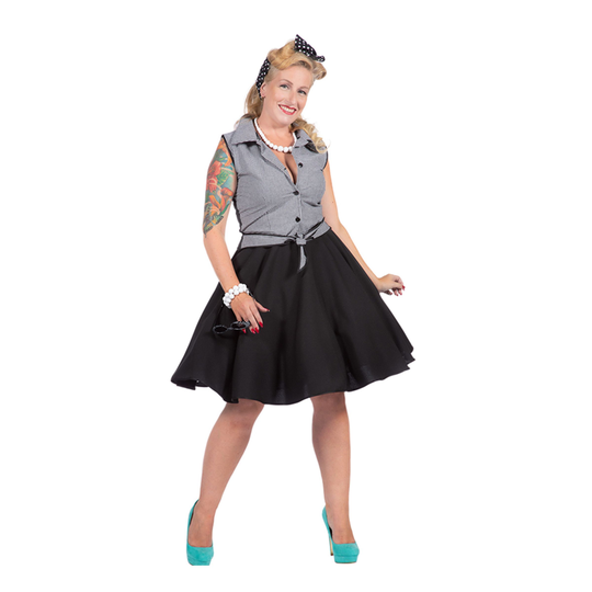 Svart/Vit Rockabilly Klänning Maskeraddräkt - 44