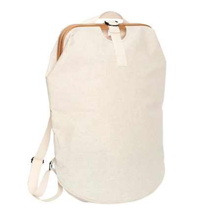 Vasketøjskurv, canvas/bambus, beige/natur