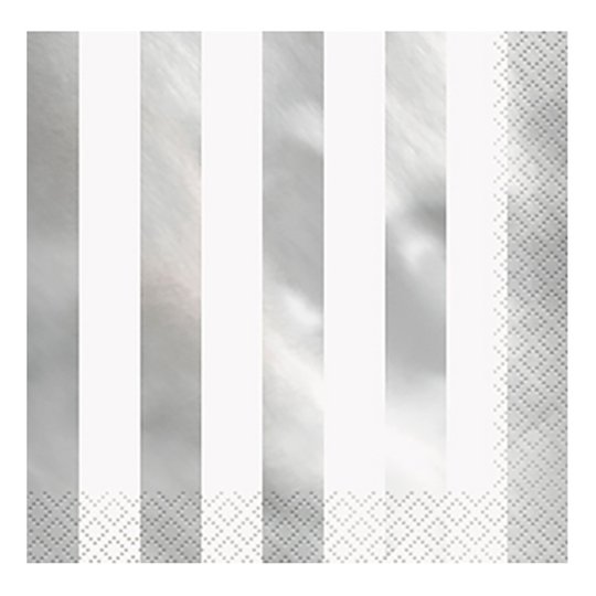 Servetter Silver/Vit Randiga - 16-pack