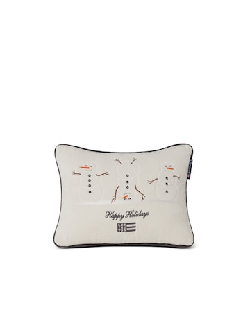 Snowmen Embroidered Kudde Bomull/Sammet