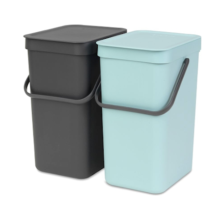 Papperskorg 'SORT & GO' Mint/Antracit 2x12 L