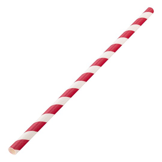 Biologiskt Nedbrytbara Papperssugrör Randiga Röd/Vit - 250-pack