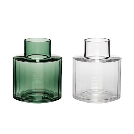Vase Glas Grön/Klar 2 st