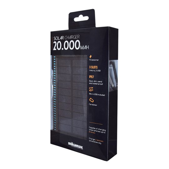 MM Powerbank med Solcellsladdare 20.000 mAh