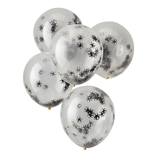 Konfettiballonger med Spindlar - 5-pack