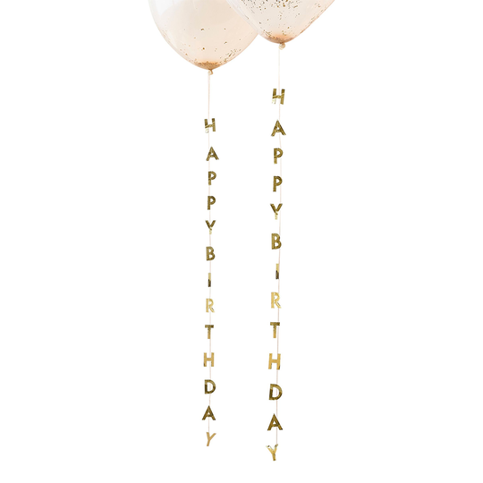 Ballongsvansar Happy Birthday Guld