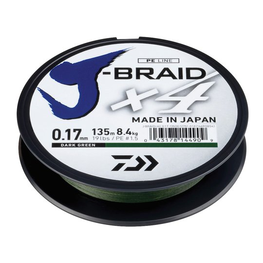 Daiwa J-Braid X4 mörkgrön 1350 m flätlina
