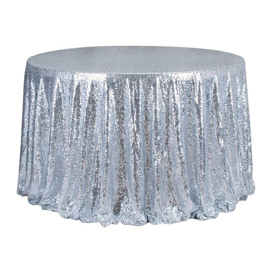 Paljettduk Rund Silver - 120 cm