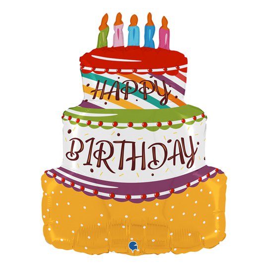 Folieballong Födelsedagstårta Happy Birthday - 68 cm
