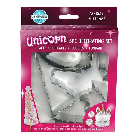 Tårtdekorationsset Enhörning - 5-pack