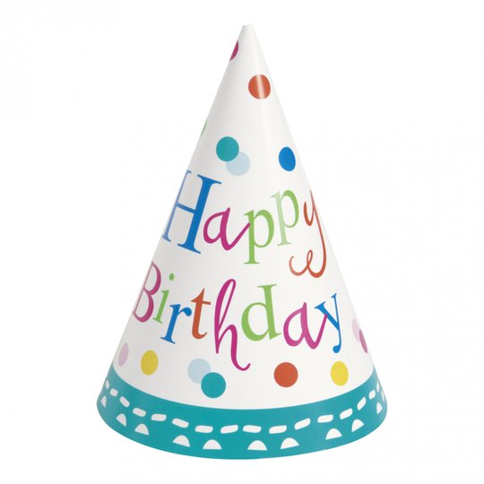 Partyhattar Happy Birthday Prickiga - 8-pack