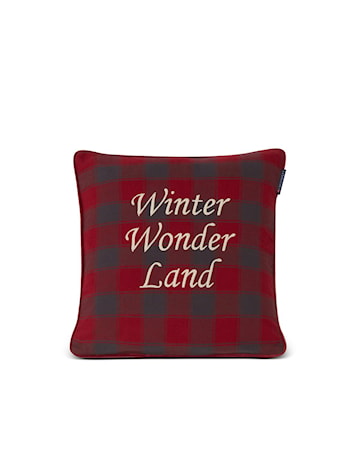 Checked Organic Kuddfodral 50x50 Röd/Mörkgrå