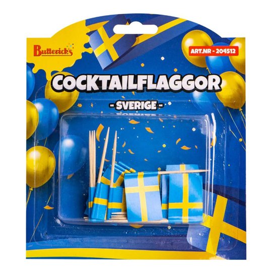 Cocktailflaggor Sverige - 50-pack
