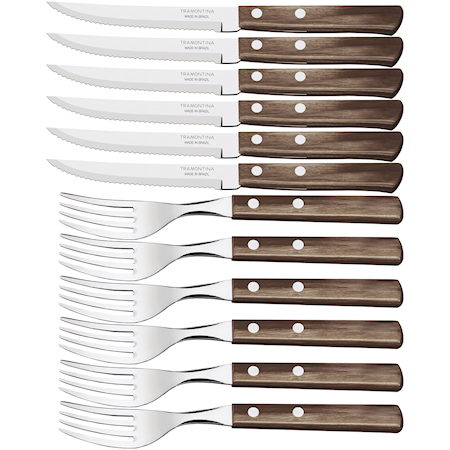 Churrasco Bestickset 12 delar mörkbrunt blister